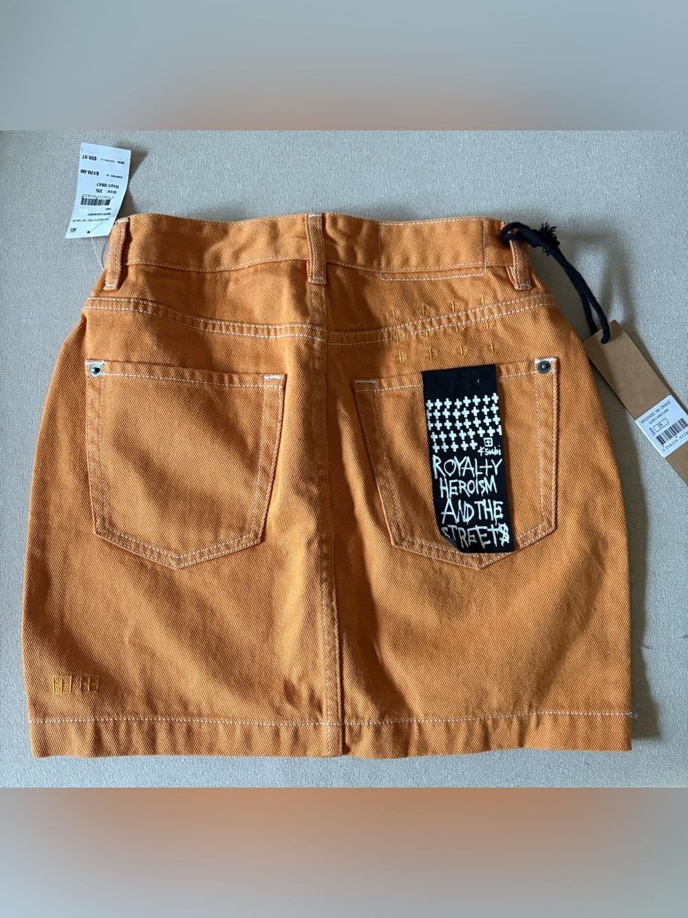 Ksubi Orange Mini Denim Skirt - Picture 2 of 4